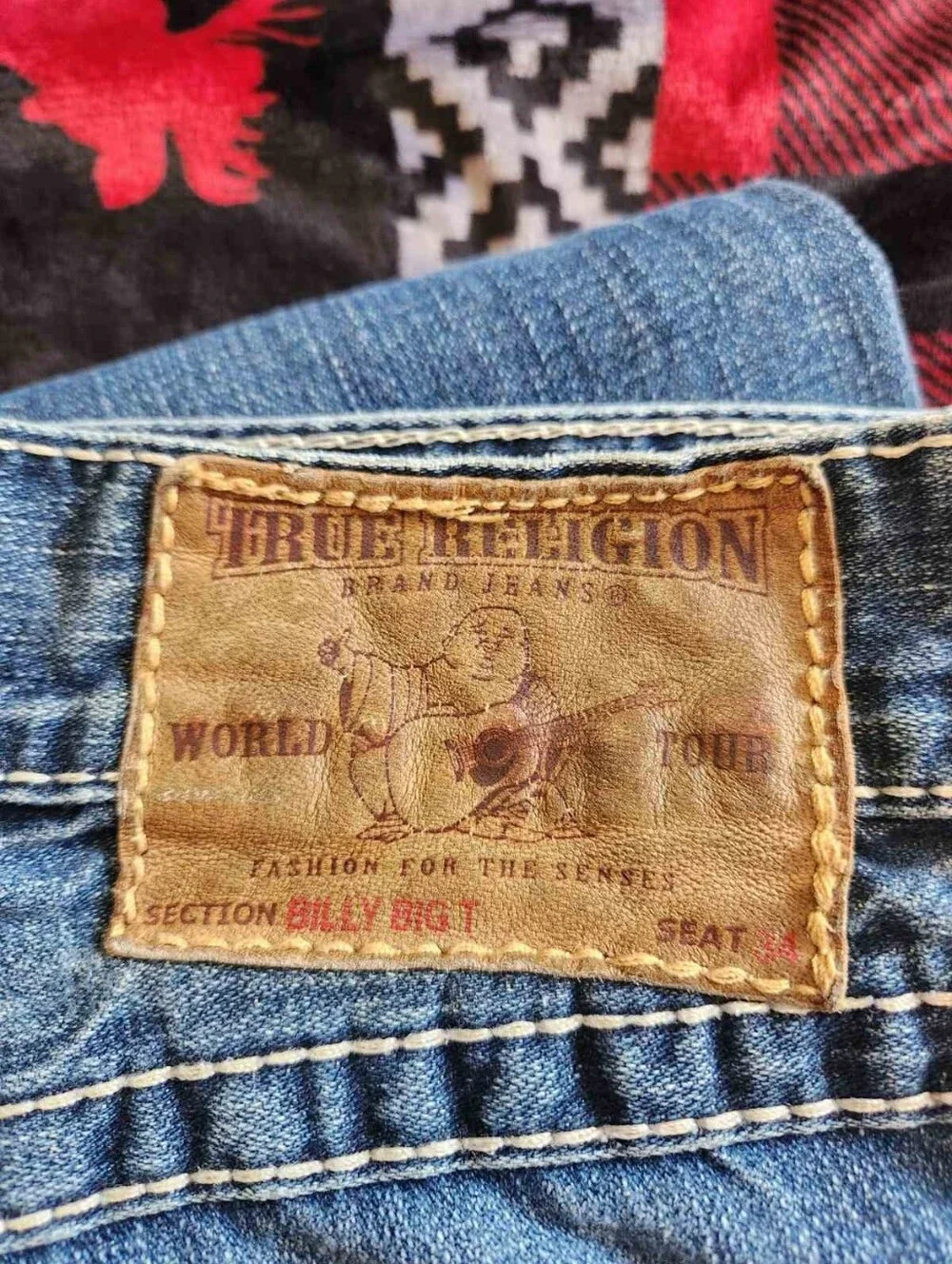 True Religion Billy Big T Jeans M-Flap Bat Wing Distressed Bootcut Y2K Size 31 - Picture 6 of 15